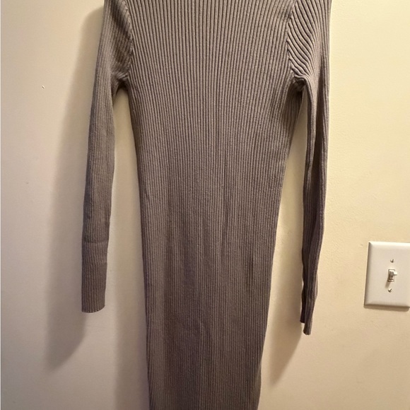 Gray Ribbed Button-Up Cardigan Dress - Picture 5 of 5